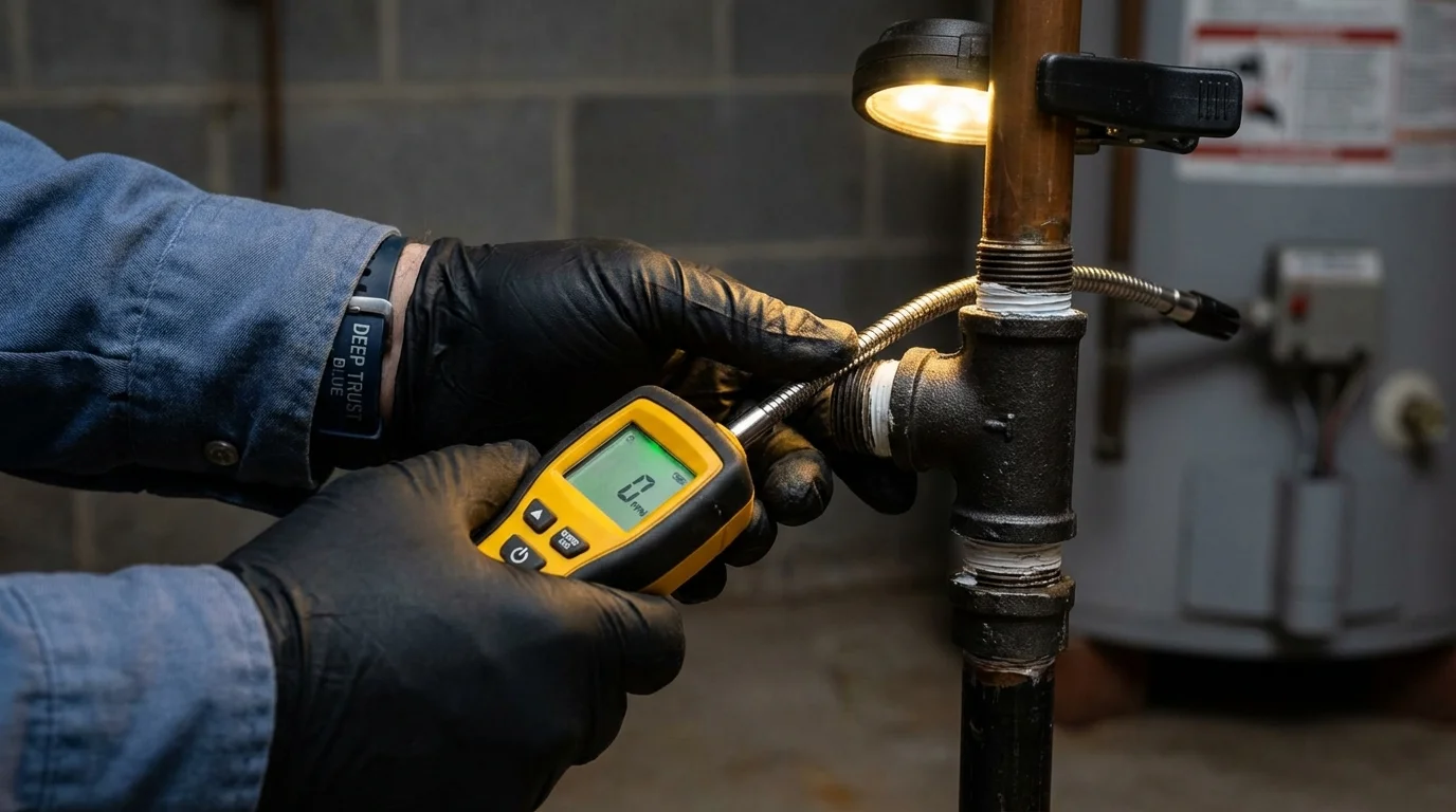 Gas leak detection with electronic sniffer by Johns Plumbing LLC in Solana Beach