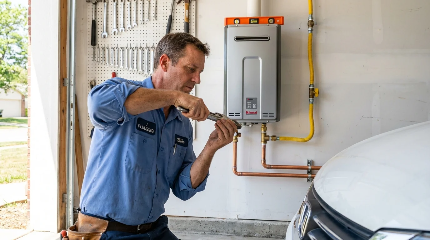 Tankless water heater installation by a Johns Plumbing LLC plumber in Solana Beach